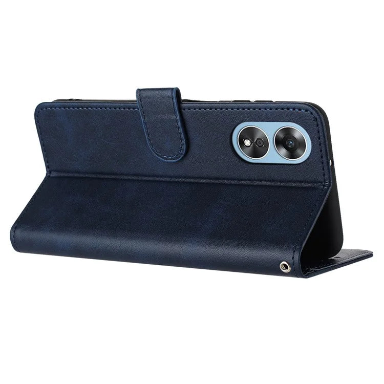 For Oppo A58 4G Leather Wallet Cell Phone Case Fall Proof Flip Cover with Strap