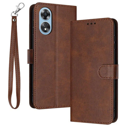 For Oppo A58 4G Leather Wallet Cell Phone Case Fall Proof Flip Cover with Strap