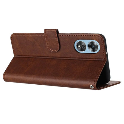 For Oppo A58 4G Leather Wallet Cell Phone Case Fall Proof Flip Cover with Strap