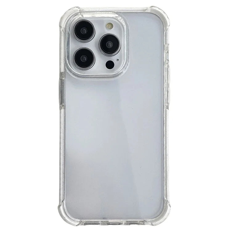 For iPhone 15 Pro Case TPU+TPE+PC Clear Phone Protector with Glitter Frame