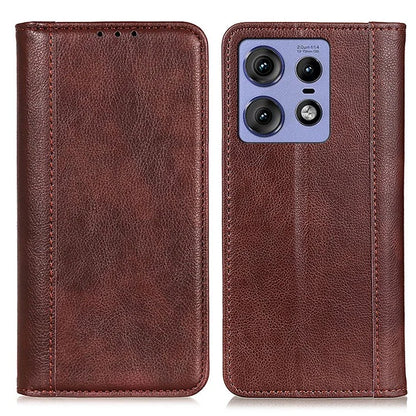 For Motorola Edge 50 Pro 5G Case Split Leather Wallet Magnetic Closure Litchi Texture Cover
