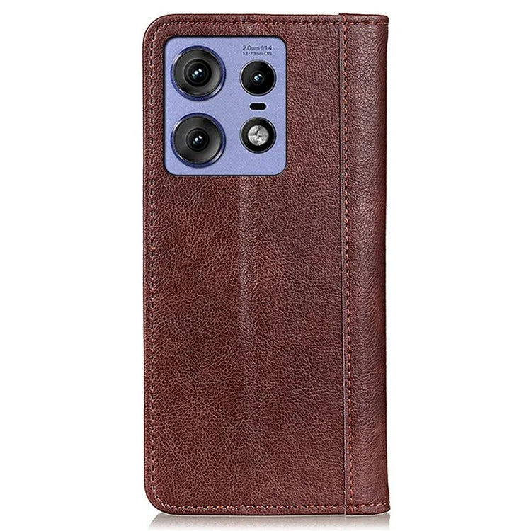 For Motorola Edge 50 Pro 5G Case Split Leather Wallet Magnetic Closure Litchi Texture Cover