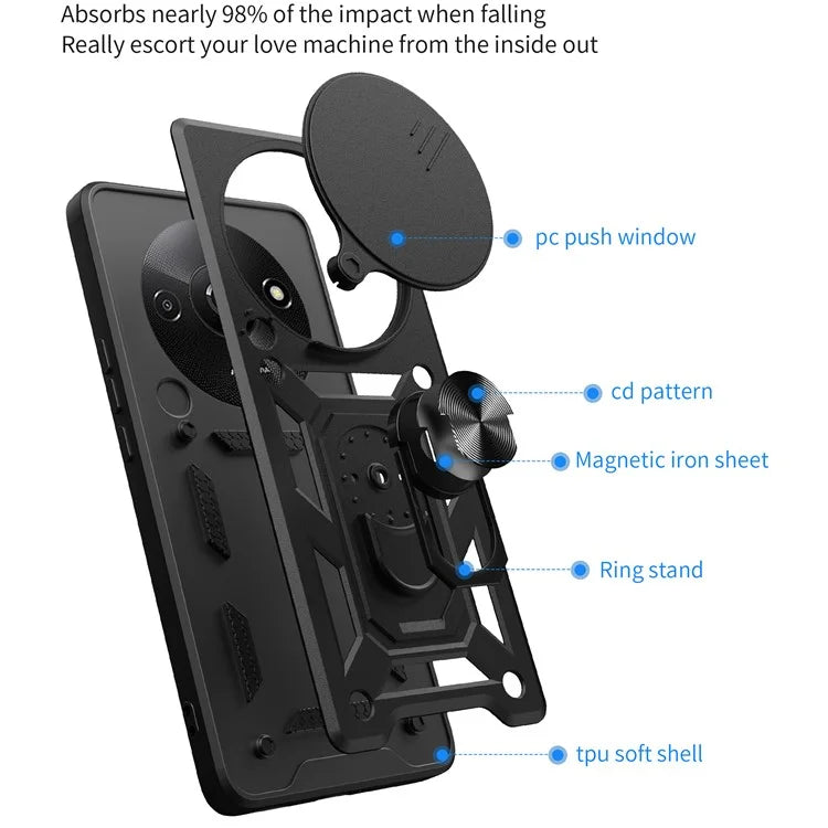 For Xiaomi Redmi A3 / Poco C61 4G Phone Back Case Camera Protection PC+TPU Scratch-Resistant Cover