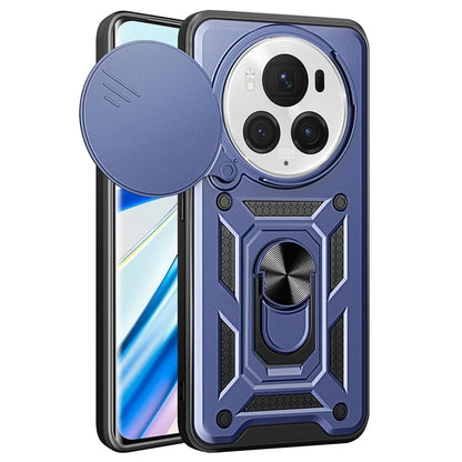 For Honor Magic6 Pro 5G Case Kickstand PC+TPU Phone Cover with Slide Lens Window
