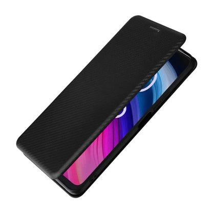 For TCL 505 Phone Case Carbon Fiber Texture Leather Magnetic Closing Shell