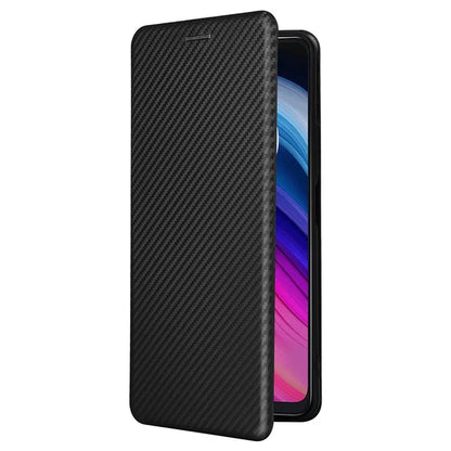 For TCL 505 Phone Case Carbon Fiber Texture Leather Magnetic Closing Shell