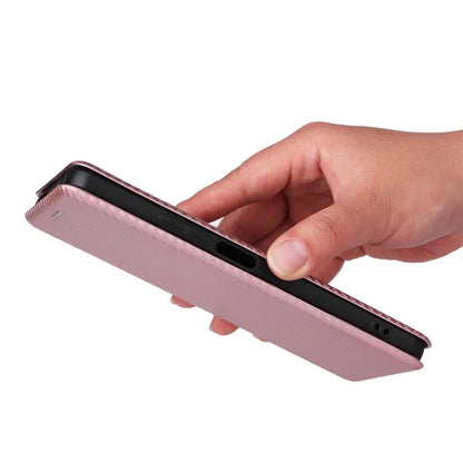 For TCL 505 Phone Case Carbon Fiber Texture Leather Magnetic Closing Shell