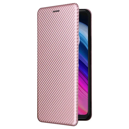 For TCL 505 Phone Case Carbon Fiber Texture Leather Magnetic Closing Shell