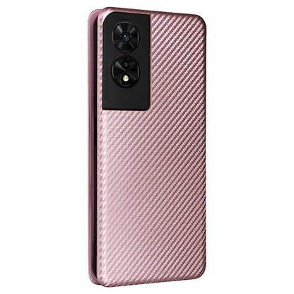 For TCL 505 Phone Case Carbon Fiber Texture Leather Magnetic Closing Shell