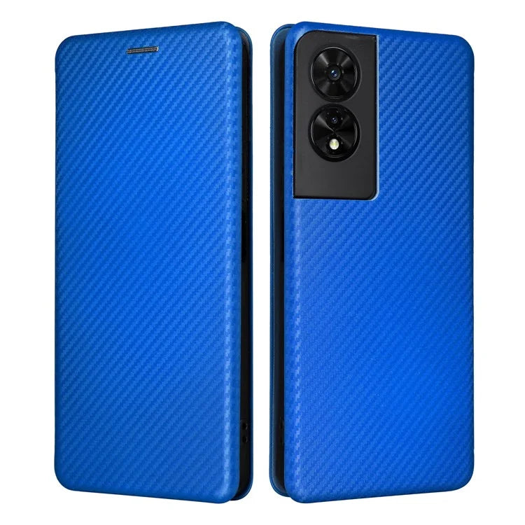 For TCL 505 Phone Case Carbon Fiber Texture Leather Magnetic Closing Shell