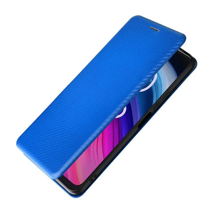 For TCL 505 Phone Case Carbon Fiber Texture Leather Magnetic Closing Shell