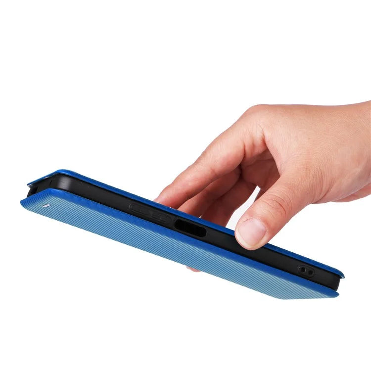 For TCL 505 Phone Case Carbon Fiber Texture Leather Magnetic Closing Shell