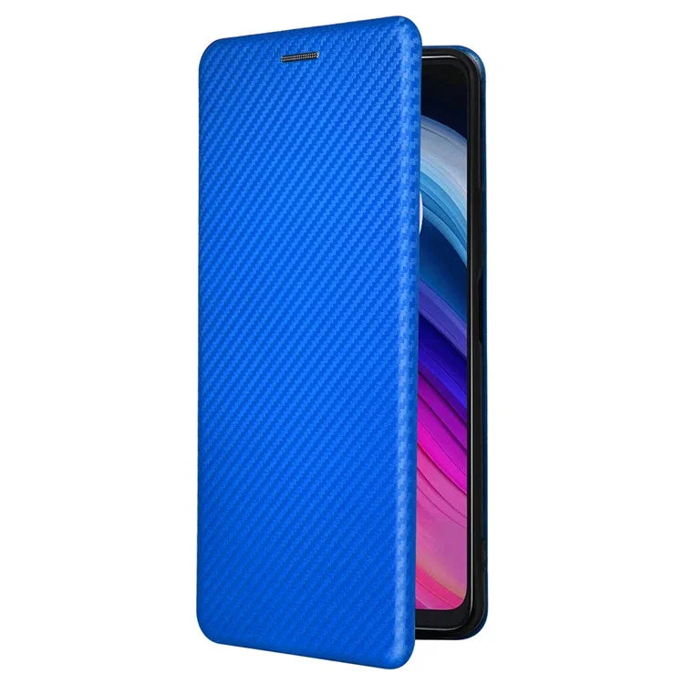 For TCL 505 Phone Case Carbon Fiber Texture Leather Magnetic Closing Shell