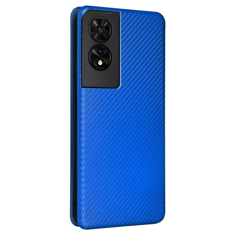 For TCL 505 Phone Case Carbon Fiber Texture Leather Magnetic Closing Shell