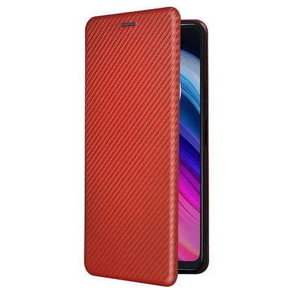 For TCL 505 Phone Case Carbon Fiber Texture Leather Magnetic Closing Shell