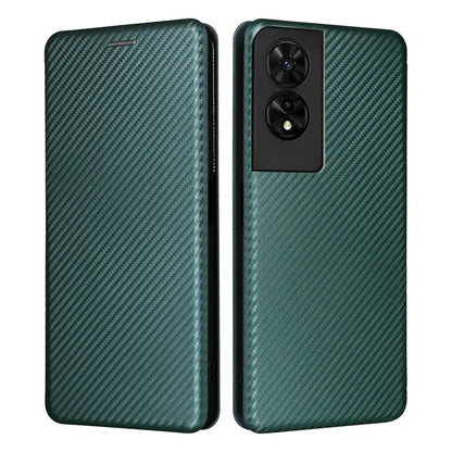 For TCL 505 Phone Case Carbon Fiber Texture Leather Magnetic Closing Shell