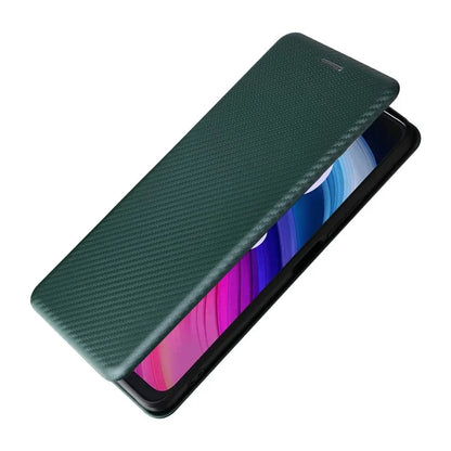 For TCL 505 Phone Case Carbon Fiber Texture Leather Magnetic Closing Shell