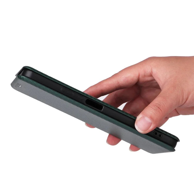 For TCL 505 Phone Case Carbon Fiber Texture Leather Magnetic Closing Shell