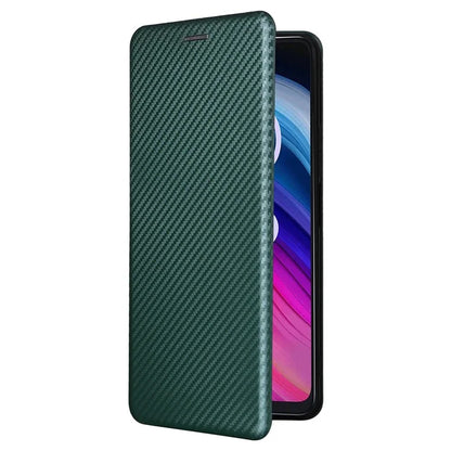 For TCL 505 Phone Case Carbon Fiber Texture Leather Magnetic Closing Shell