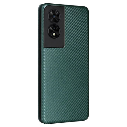 For TCL 505 Phone Case Carbon Fiber Texture Leather Magnetic Closing Shell
