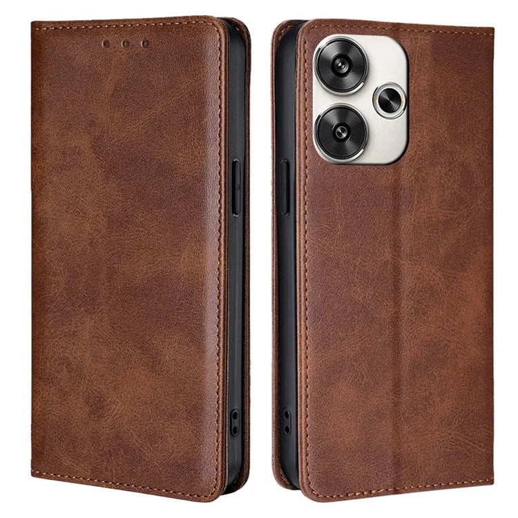 For Xiaomi Redmi Turbo 3 5G / Poco F6 5G Leather Case Calf Texture Wallet Card Slots Flip Phone Cover