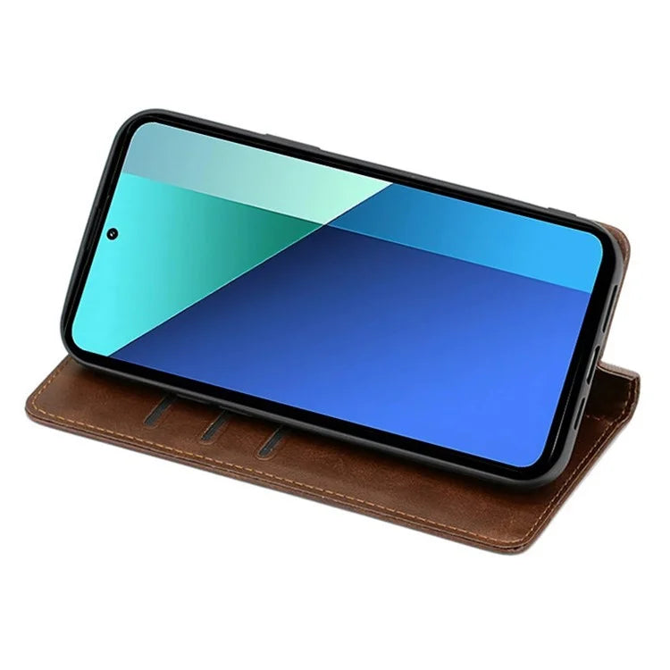 For Xiaomi Redmi Turbo 3 5G / Poco F6 5G Leather Case Calf Texture Wallet Card Slots Flip Phone Cover