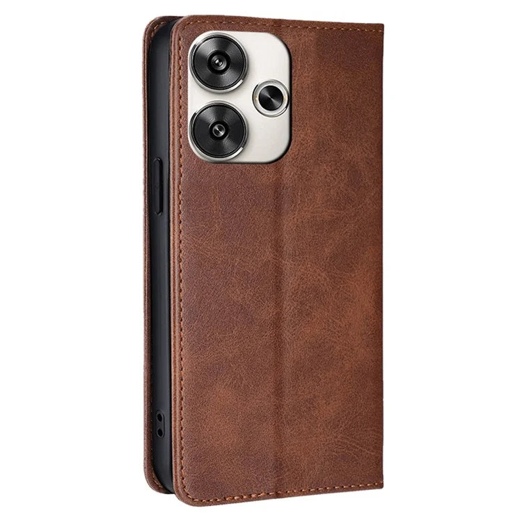 For Xiaomi Redmi Turbo 3 5G / Poco F6 5G Leather Case Calf Texture Wallet Card Slots Flip Phone Cover