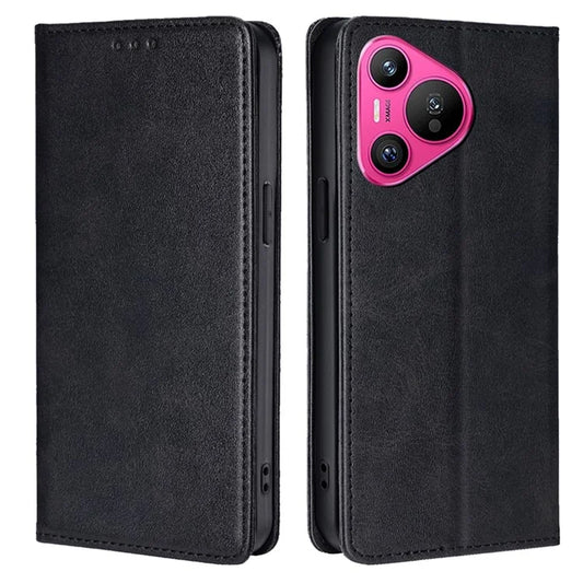 For Huawei Pura 70 Case Calf Texture Leather Magnetic Clasp Wallet Phone Cover