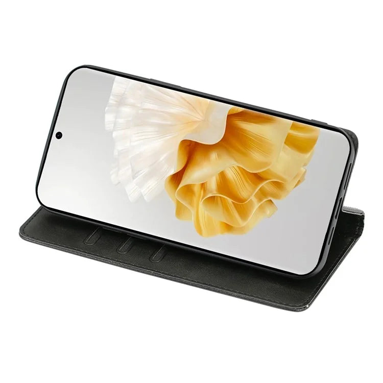 For Huawei Pura 70 Pro / Pura 70 Pro+ Magnetic Case Calf Texture Leather Cover with Wallet Stand