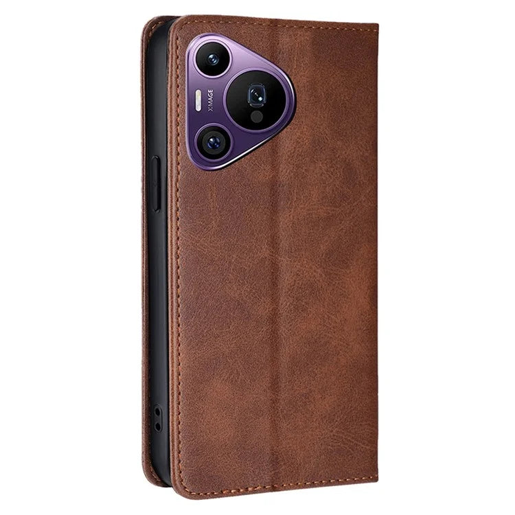 For Huawei Pura 70 Pro / Pura 70 Pro+ Magnetic Case Calf Texture Leather Cover with Wallet Stand