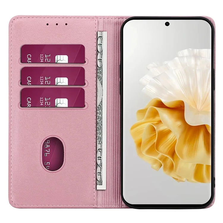 For Huawei Pura 70 Pro / Pura 70 Pro+ Magnetic Case Calf Texture Leather Cover with Wallet Stand