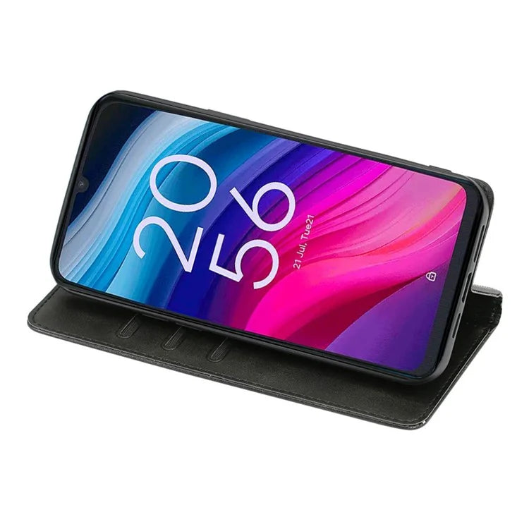 For TCL 505 Case Card Holder Calf Texture Bump Proof Phone Stand Cover