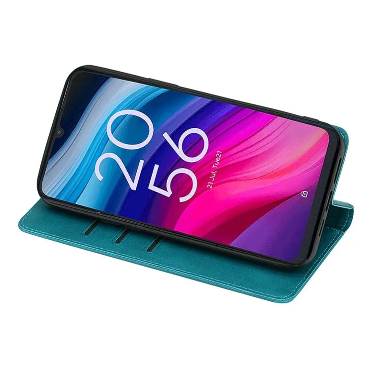 For TCL 505 Case Card Holder Calf Texture Bump Proof Phone Stand Cover
