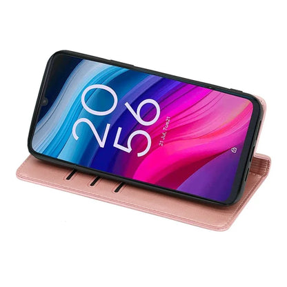For TCL 505 Case Card Holder Calf Texture Bump Proof Phone Stand Cover