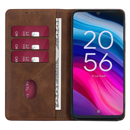 For TCL 505 Case Card Holder Calf Texture Bump Proof Phone Stand Cover