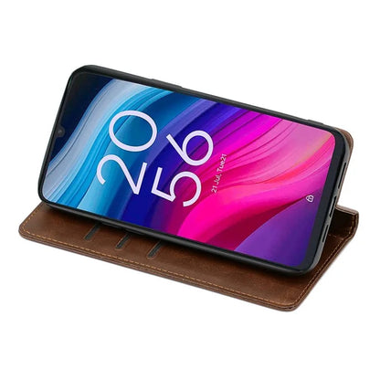 For TCL 505 Case Card Holder Calf Texture Bump Proof Phone Stand Cover