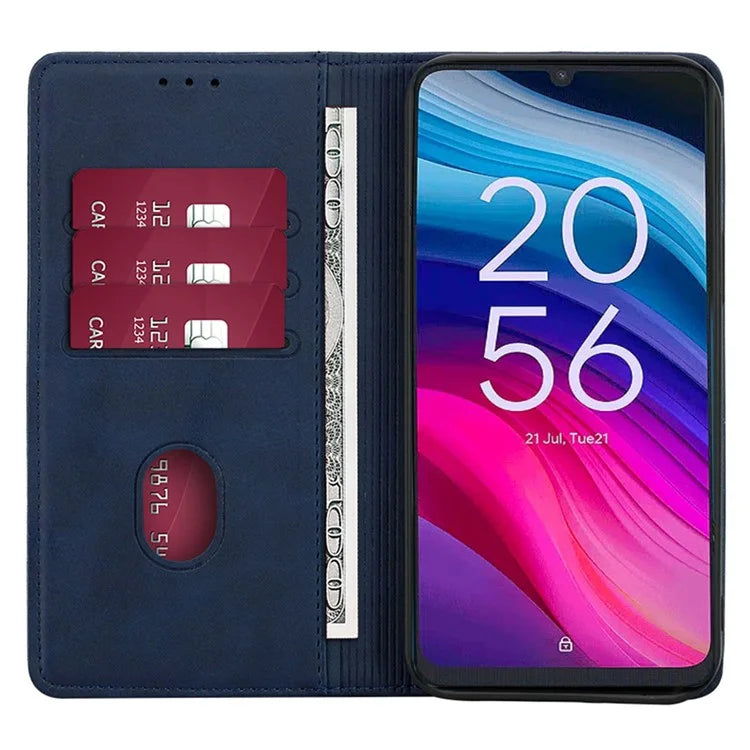 For TCL 505 Case Card Holder Calf Texture Bump Proof Phone Stand Cover