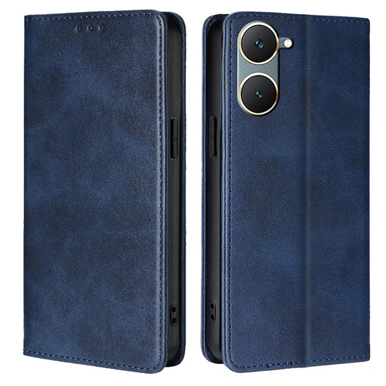 For vivo Y03 Leather Wallet Case Shock Absorbing Protective Phone Case with Card Slot