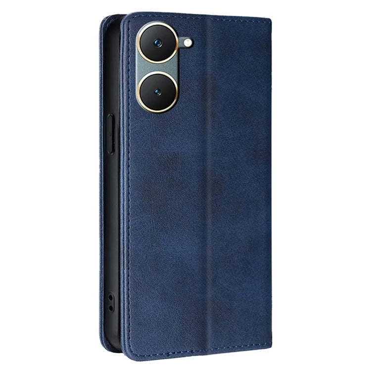 For vivo Y03 Leather Wallet Case Shock Absorbing Protective Phone Case with Card Slot
