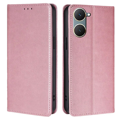 For vivo Y03 Leather Wallet Case Shock Absorbing Protective Phone Case with Card Slot