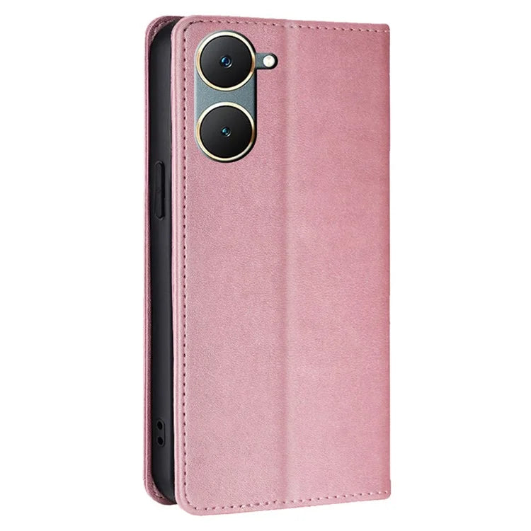For vivo Y03 Leather Wallet Case Shock Absorbing Protective Phone Case with Card Slot