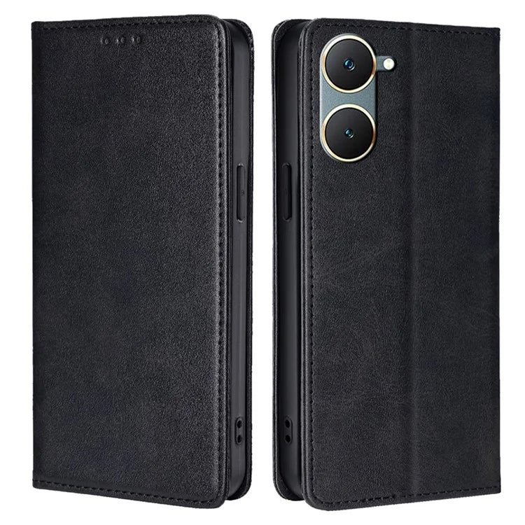 For vivo Y03 Leather Wallet Case Shock Absorbing Protective Phone Case with Card Slot