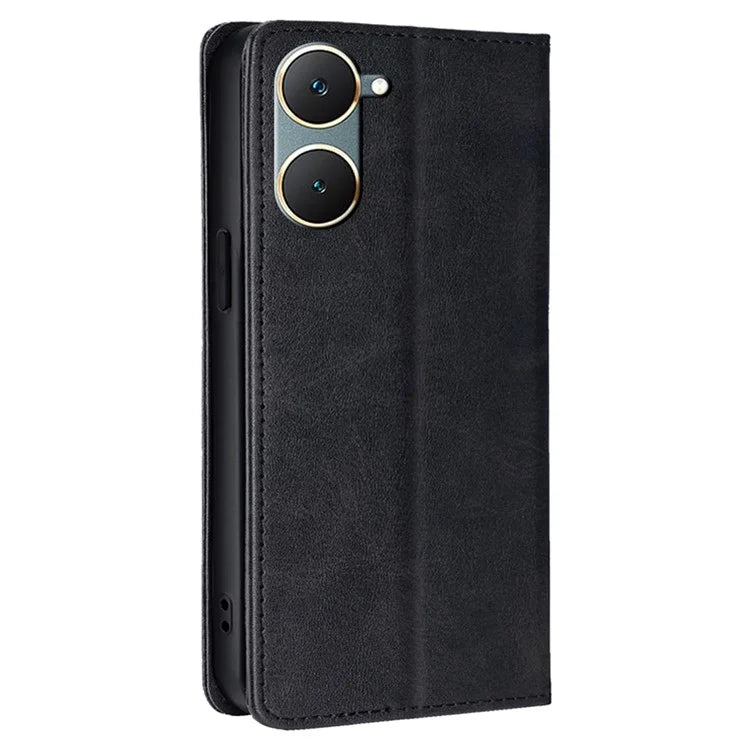 For vivo Y03 Leather Wallet Case Shock Absorbing Protective Phone Case with Card Slot