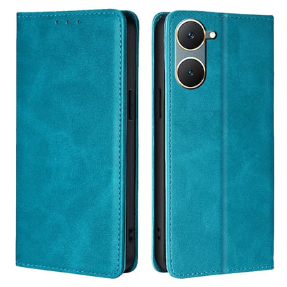 For vivo Y03 Leather Wallet Case Shock Absorbing Protective Phone Case with Card Slot