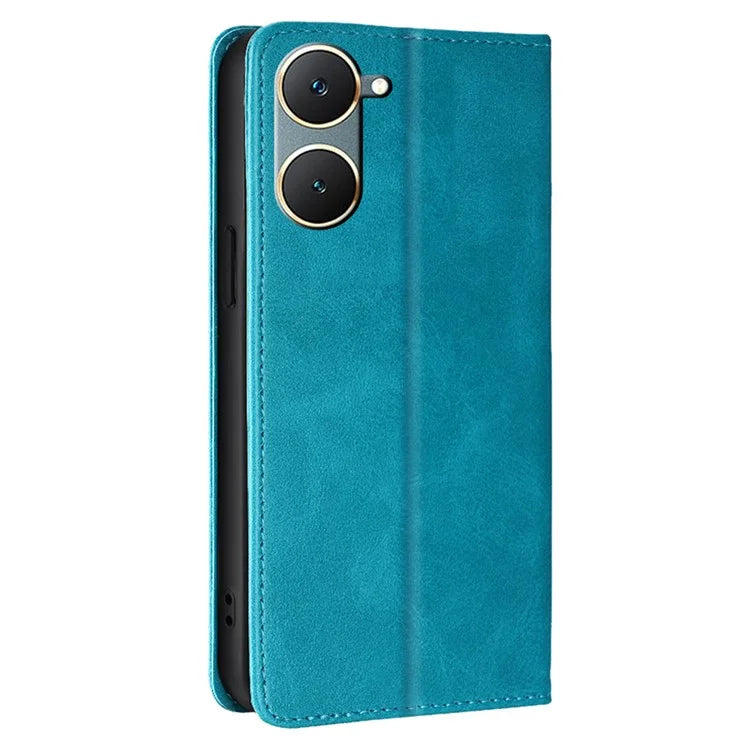For vivo Y03 Leather Wallet Case Shock Absorbing Protective Phone Case with Card Slot