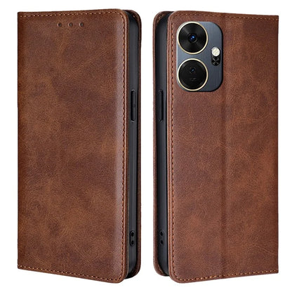For itel P55+ Case Calf Texture Magnetic Clasp Phone Wallet Cover