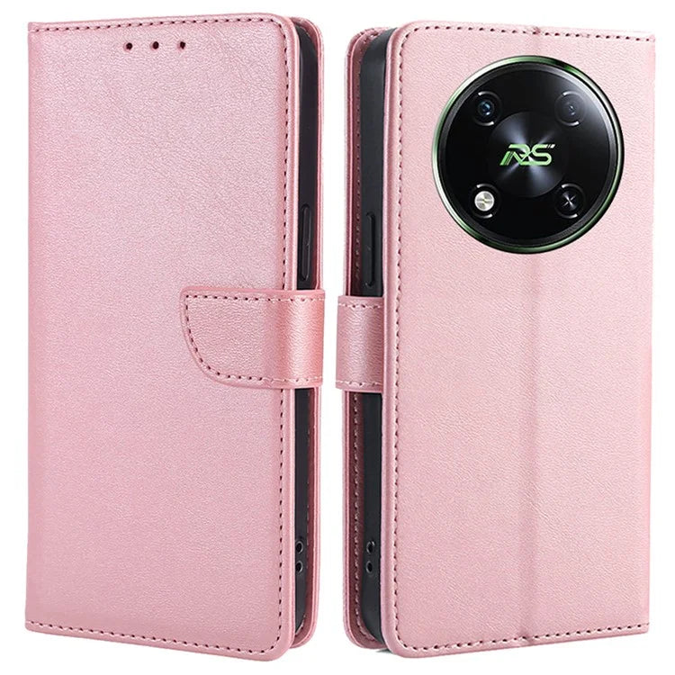 For itel RS4 4G Case Magnetic Clasp Leather Wallet Stand Calf Texture Phone Cover