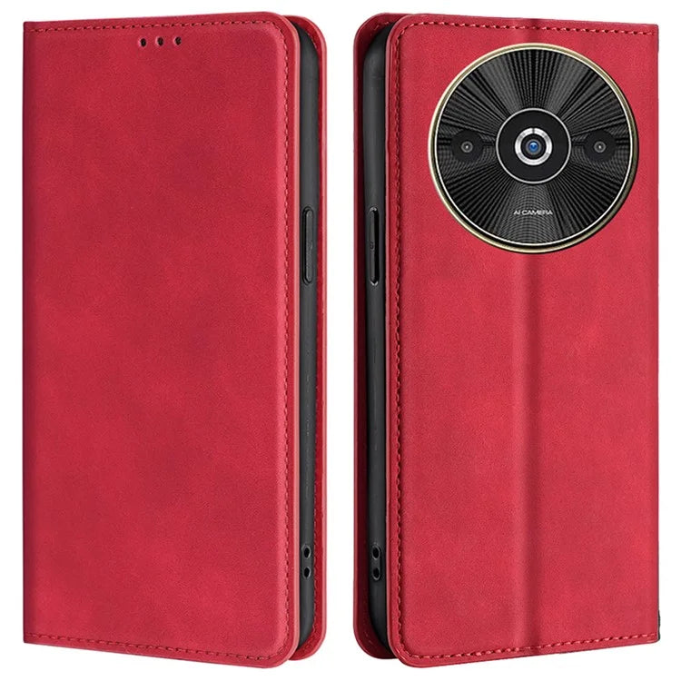 For Xiaomi Redmi A3 / Poco C61 4G Magnetic Case Leather Skin-Touch Feeling Phone Cover with Card Holder