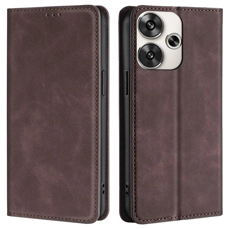 For Xiaomi Redmi Turbo 3 5G / Poco F6 5G Case PU Leather Stand Hidden Magnetic Phone Cover
