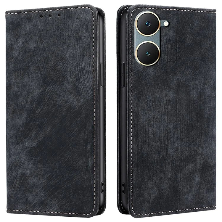 For vivo Y03 Leather Case Stand Wallet Phone Cover with RFID Blocking